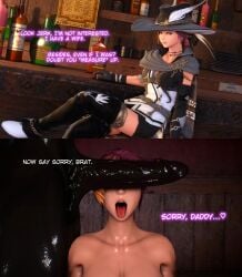 2koma before_and_after brat_taming bratty_correction bratty_submissive cant_see_the_haters cock_in_face daddy dark-skinned_male english english_text female final_fantasy_xiv gpose_(ffxiv) hidden_eyes instant_loss instant_loss_2koma miqo'te naughtyrumi nude open_mouth penis_awe penis_in_front_of_face penis_on_face runny_makeup tagme tongue_out turned_submissive