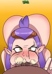1boy 1girls amity_blight cum_bubble cum_in_mouth cum_inside cum_on_face deepthroat eyes_open female forced forced_oral inkrait lesbian_with_male male nonconsensual purple_hair the_owl_house tynova