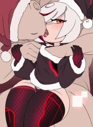 1boy 1girls adapted_costume animated animated_gif blush captain_kirb clothed_female_nude_male curvy french_kiss fur_trim hat highres jewelry kiss large_penis nude panties panties_on_penis penis precum red_eyes sage_(sonic) santa_costume santa_hat short_hair shortstack sitting sitting_on_lap sitting_on_person sonic_(series) sonic_frontiers thick_thighs thigh_sex thighhighs thighlet thighs underwear white_hair wide_hips