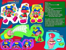 clown fatass femboy jester male multiple_arms oc oc_sheet shortstack silly_face spider spider_humanoid tagme vrrychrry17