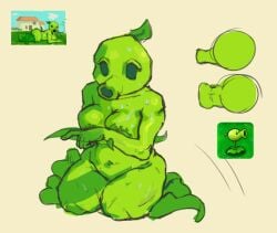 1girls anthro anthrofied ass electronic_arts female flora_fauna peashooter_(pvz) plant plant_humanoid plantie plants_vs._zombies plants_vs_zombies popcap_games sweat sweatdrop sweating thick_thighs video_game_character video_games xtrazus