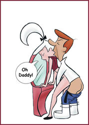 1boy 1girls bottomless daddy_kink father_and_daughter female george_jetson hanna-barbera incest judy_jetson pants_down red_border sex straight the_jetsons