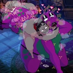 ahegao ahegao_face anal_juice anal_orgasm anal_penetration anal_sex barney_and_friends barney_the_dinosaur chastity_cage cum cum_in_ass cum_inside cumflated_belly dark_makeup dinophilia dinosaur_boy dinosaur_humanoid doggy_style femboy fishnets meet_and_fuck meet_and_greet night perching_position plap plap_(sound) plapping plapping_big_butt plapping_butt rickinkfactory rickinkworld rickstararts sissy sissyfication sissygasm size_difference