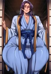1boy ai_generated black_hair femboy huge_ass huge_hips jinshi_(kusuriya_no_hitorigoto) kusuriya_no_hitorigoto long_hair solo