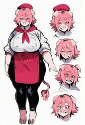 1girls ai_generated baker chubby kortai novelai original_character pig reference_sheet tagme