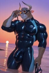 ai_generated big_ass big_balls big_penis bovine bovine_penis furry gay horsecock muscle yaoi