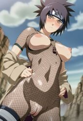1girls ai_generated bare_shoulders barely_clothed bodysuit breasts breasts_out bust cleavage female female_only forehead_protector functionally_nude hand_on_hip headband high_resolution inviting inviting_to_sex konohagakure_symbol kunoichi leotard light-skinned_female light_skin mature mature_female mitarashi_anko naruto naruto_(series) naruto_shippuden ninja nipples no_bra no_panties off_shoulder offering offering_to_viewer open_clothes oppai pendant pink_nipples pinup ponytail presenting presenting_breasts revealing_clothes sagging_breasts solo solo_focus tied_hair torn_clothing trenchcoat uncensored undressing visible_nipples voluptuous wardrobe_malfunction