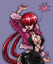 1girls big_breasts boob_window curvy fluffy king_of_fighters light-skinned_female light_skin long_hair pale-skinned_female pale_skin red_hair shermie_(kof) thick twintails wide_hips