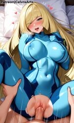 ai_generated blonde_female blonde_hair love lusamine_(pokemon) missionary missionary_position missionary_sex mother pokemon pokemon_sm zero_suit