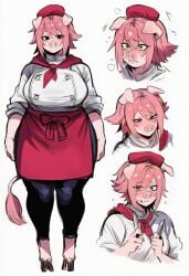 1girls ai_generated baker chubby kortai novelai original_character pig reference_sheet tagme
