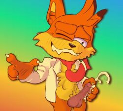 anthro balls bubsy_(series) bubsy_4d bubsy_bobcat domestic_cat erection felid feline felis genitals glans gradient_background handjob hi_res male mammal masturbation masturbation_pov nails penile penis rocky_racum sex simple_background solo