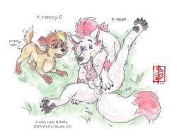 100_percent_wolf 200_percent_wolf autofellatio balls batty_(100_percent_wolf) bodily_fluids canid canine canis cum cum_on_balls cum_on_belly cum_on_body cum_on_chest cum_on_face cum_on_penis cum_on_self domestic_dog duo fellatio female fennec_(artist) freddy_lupin_(100_percent_wolf) genital_fluids genitals grass humping knot licking lying_on_ground male mammal masturbation mixed_breed multiple_orgasms mythological_canine mythological_creature mythology on_grass on_ground oral oral_masturbation orgasm penile penile_masturbation penis penis_lick plant poodle sex simple_background surprised tongue werecanid werecanine werecreature weredog werepoodle werewolf wet wolf