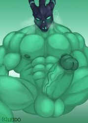 1boy 2021 balls bara bara_tits barazoku big_balls big_penis completely_nude erection gay ghost green_body green_skin heyimteedo hi_res highres league_of_legends looking_at_viewer male male_focus male_nipples male_only manly muscular_male nipples nude penis riot_games skull solo solo_male thresh vein veiny_penis yaoi