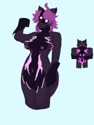 1girl 1girls 2d artist:freaknathan42 female female_only flexing_bicep furry gecko gloves kaiju_paradise lizard night_vision_goggles nightcrawler_(kaiju_paradise) pose posing purple_hair roblox tagme