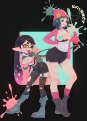 2girls breasts callie_(splatoon) crossover female jane_doe_(zenless_zone_zero) nintendo pasties splatoon splatoon_(series) swapped_clothes zenless_zone_zero zhang_tian57284