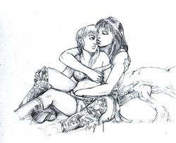 angelique_(artist) female gabrielle_(xena) multiple_girls xena xena_warrior_princess yuri