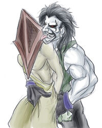 coelasquid crossover dc_comics gay lobo_(dc) male male_only pyramid_head silent_hill silent_hill_2 weird_crossover yaoi