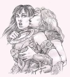 2girls angelique_(artist) callisto_(xena) female multiple_girls xena xena_warrior_princess yuri