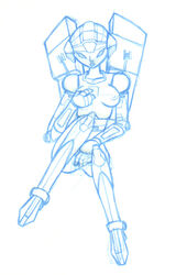 1girls 2d arcee arcee_(g1) artist_request autobot big_breasts breasts drawn female female_autobots female_only lowres monochrome nipples robot robot_girl sketch solo tagme transformers transformers_g1