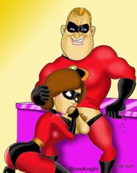 animated bad_guy black_gloves black_long_gloves blowjob disney elastigirl fellatio female gloves handjob helen_parr long_gloves lowres male mr._incredible penis pixar robert_parr straight_hair testicles the_incredibles