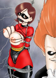 bondage disney elastigirl gag gagged helen_parr nipples pixar rape straight_hair syndrome tagme the_incredibles