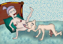 bed glasses grandma_gertie grandpa_fil grey_hair hairy_balls hey_arnold! licking male/female male_focus nickelodeon nipples nose_in_pussy penis pillow pubic_hair pussy rimjob rimming saggy_balls straight tagme testicles vaginal vaginal_penetration what