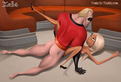 1boy 1girls cheating comics-toons.com disney female high_heels karbo_(comics-toons) male mirage_(the_incredibles) mr._incredible nipples pixar robert_parr straight_hair tagme the_incredibles