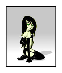 bra disney female female_only human kim_possible kneeling medium_breasts panties shego solo straight_hair tagme