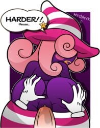 2d anal_fingering ass ass_grab blush_stickers cock dick english female fingering hair_over_eyes hat long_hair mario_(series) mrcbleck nintendo nsfw open_mouth paper_mario penis pink_hair purple_skin pussy_juice solo_focus striped striped_hat striped_legwear vaginal_penetration vivian_(paper_mario)