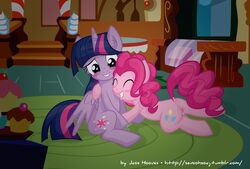 alicorn blush equine female fingering friendship_is_magic fur happy_sex horn horse jcoshooves my_little_pony pink_fur pinkie_pie_(mlp) pony purple_eyes purple_fur pussy pussy_juice raised_tail sex smile straight_hair twilight_sparkle_(mlp) wings