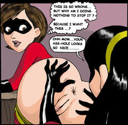 2girls anilingus anus disney elastigirl female female_only helen_parr incest mother_and_daughter multiple_girls pixar pussy reynard rimjob rimming straight_hair the_incredibles violet_parr yuri