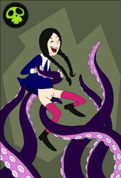 1girls aristotle bottomless consensual_tentacles fingering goth hairless_pussy no_panties pussy reaver smile spread_legs teenager tentacles the_addams_family vagina wednesday_addams