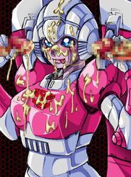 1girls 2d anime_style arcee arcee_(g1) artist_request autobot blue_eyes bukkake censored censored_penis color covered_in_cum cum cum_covered cum_on_chest cum_on_face double_handjob female female_focus male mmf_threesome mosaic_censoring multiple_males penis robot robot_girl straight tagme threesome tongue transformers transformers_g1