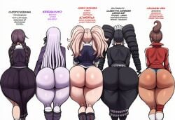 5girls ai_generated ai_text artist_request asahina_aoi ass_chart ass_focus butt_focus celestia_ludenberg danganronpa female female_only fukawa_touko junko_enoshima kirigiri_kyouko multiple_girls