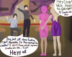 2boys 2girls after_sex alternate_costume ass ass_focus ass_grab black_hair blonde_hair boruto:_naruto_next_generations canon_couple cheating cheating_wife cheating_with_friend clothing cucked_by_lesbian cuckold date dialogue dress duo_focus english_text formal_clothes greeting groping groping_ass haruno_sakura husband_and_wife ichiraku_ramen ino_yamanaka lesbian_couple missing_arm multiple_boys multiple_girls naruto naruto:_the_last naruto_(series) naruto_shippuden netorare night ntr outdoors pants pink_hair ponytail restaurant sai sakura_haruno sasuke_uchiha shirt sketch skinnypeni speech_bubble stealth_ass_grab stealth_sex text uchiha_sakura uchiha_sasuke unaware viewed_from_behind walk-in waving waving_hand yamanaka_ino