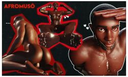 ... 1boy 3d_(artwork) afromuso artist_name back_view black_male blender_(software) blender_eevee_next cum cum_on_chest cum_on_feet dark-skinned_male dark_skin drooling flexing foot_fetish foot_focus fortnite fortnite:_battle_royale gay killian_(fortnite) looking_at_viewer male male_only nude nude_male presenting_feet prosthetic_arm sweaty watermark yaoi
