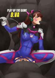 areola atatatamu big_breasts bodysuit breasts cowgirl_position cum cum_in_mouth cum_on_breasts cumshot d.va erect_nipples erection fellatio female gangbang handjob large_breasts male nipples oral overwatch penis play_of_the_game pussy sex skin_tight tight_clothes vaginal_penetration whisker_markings