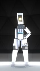 3d android aperture_science blender_(software) blocky_body duobin female female_only glados glados_(humanoid) hand_on_hip light microsoft minecraft minecraft_trailer_edges_highlights mojang portal_(series) robot robot_girl robot_humanoid standing tagme valve