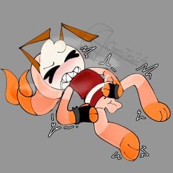 balls blush boy cock dick saliva showing_teeth shrimpo_(dandy's_world) solo_male