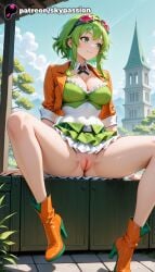 1girls 2025 ai_assisted ai_generated anime artist_name blue_sky boots breasts bust cloud explicit female_genitalia genitals goggles goggles_on_head green_eyes green_hair gumi hi_res high_heel_boots high_heels high_quality high_resolution highres legs_apart megpoid megpoid_gumi outdoors patreon patreon_username pussy sky skypassion solo spread_legs stable_diffusion uncensored_pussy uncensored_vagina vocaloid watermark