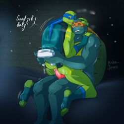 2_toes 3_fingers absurd_res anal anal_sex anthro anthro_on_anthro anthro_penetrated anus ass bite biting_lip biting_own_lip bodily_fluids brother_(lore) brother_penetrating_brother brothers_(lore) controller cum cum_from_ass cum_in_ass cum_inside dialogue digital_media_(artwork) duo electronics english_text erection feet fingers from_front_position furniture game_controller gaming gaming_while_penetrating genital_fluids genitals half-closed_eyes hi_res holding_controller holding_game_controller holding_object incest incest_(lore) leonardo leonardo_(tmnt) looking_back male male/male male_penetrated male_penetrating male_penetrating_male michelangelo michelangelo_(tmnt) mishajeans narrowed_eyes nude penetration penile penile_penetration penis playing_video_game reptile rise_of_the_teenage_mutant_ninja_turtles scalie self_bite sex shell sibling_(lore) simple_background sitting smile tail teenage_mutant_ninja_turtles teenage_mutant_ninja_turtles_(2003) text tmnt_2003 toes turtle