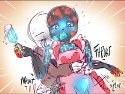 2boys 2male 2males 2men ahe_gao ahegao ahegao_face apron black_blush blue_blush blue_bulge blue_mouth blush buldge closed_eyes color colored erasure_sans fucked_from_behind fully_clothed gay gay_anal gay_sex heterochromia holding_torso holding_waist homosexual homosexual_male homosexual_sex male male/male male_only male_penetrated male_penetrating male_penetrating_male mostly_clothed onomatopoeia open_mouth pink_apron precum precum_bubble precum_through_clothing reboot_sans red_sclera sans sans_au sanscest shocked shocked_expression shoulder_blush sweat sweating thegreatrouge thrust_lines thrusting thrusting_into_ass undertale undertale_au yaoi yellow_teeth