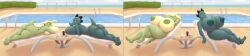 2020 4_toes absurd_res anthro areola bea_santello big_breasts blush breasts camp_lazlo cartoon_network closed_eyes container crocodile crocodilian crocodylid cup digital_media_(artwork) duo feet female glass gretchen_(camp_lazlo) hi_res huge_breasts humanoid_feet hyper hyper_breasts hyperstorm_h long_image looking_at_viewer lying marauder6272 night_in_the_woods nipples non-mammal_breasts non-mammal_nipples on_back on_front outside plantigrade poolside reptile scalie sharp_teeth soles swimming_pool teeth toes wide_image