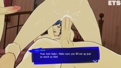 1girl2boys 2boys1girl anon anonymous_male bdsm bed bedroom bedroom_sex blue_eyes blue_hair blushing cum cum_in_pussy cum_inside cum_leak cum_leaking cum_leaking_from_pussy cum_leaking_out cum_leaking_out_of_pussy cum_on_penis eulathighstraps handcuffed_to_bed makoto_yuki mouth_open penetrating_pussy penetration persona persona_3 sloppy_seconds taking_turns text text_box threesome threesome_sex vaginal vaginal_penetration vaginal_sex yukari_takeba