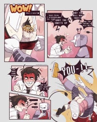 chastity_cage chastity_cage_emission comic_page deltarune desperation gay spamton_g_spamton tenna_(deltarune) undertale_(series) yaoi