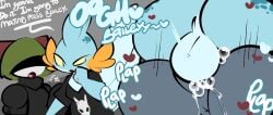 1upgobbo anus big_balls big_butt cum cum_in_pussy cum_inside deino dialogue female generation_3_pokemon generation_5_pokemon male mating_press mudkip noh_(1upgobbo) pokemon ralts sex vaginal_penetration