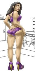 1girls asian ass female heels high_heels long_hair looking_back los_angeles_lakers solo