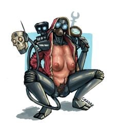 breasts cyzzak darktide hairy_pussy looking_at_viewer robotic_arm robotic_legs servo-skull skitarii solo solo_female solo_focus warhammer_(franchise) warhammer_40k