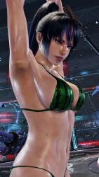 1girls alluring athletic_female bikini black_and_red_and_purple_hair envy15re2lm female_abs fit_female kunimitsu_ii kunoichi lavender_eyes namco sideboob tekken tekken_8 watermelon_bikini