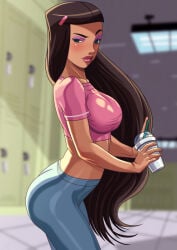 1girls ass big_ass big_breasts black_hair breasts danny_phantom dark-skinned_female dark_skin female female_only latina nickelodeon paulina_sanchez solo xkorner